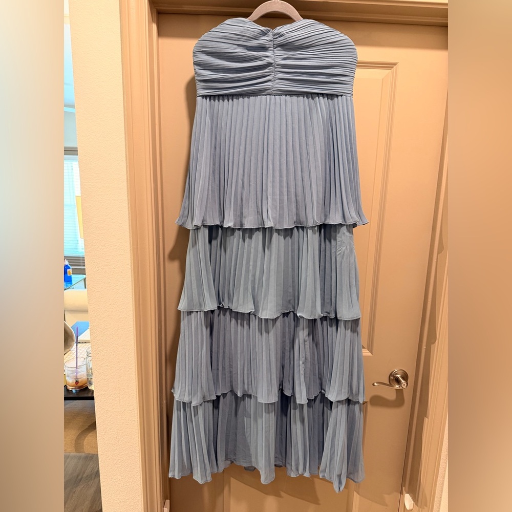 Lulu's Light Blue Pleated Maxi Dress